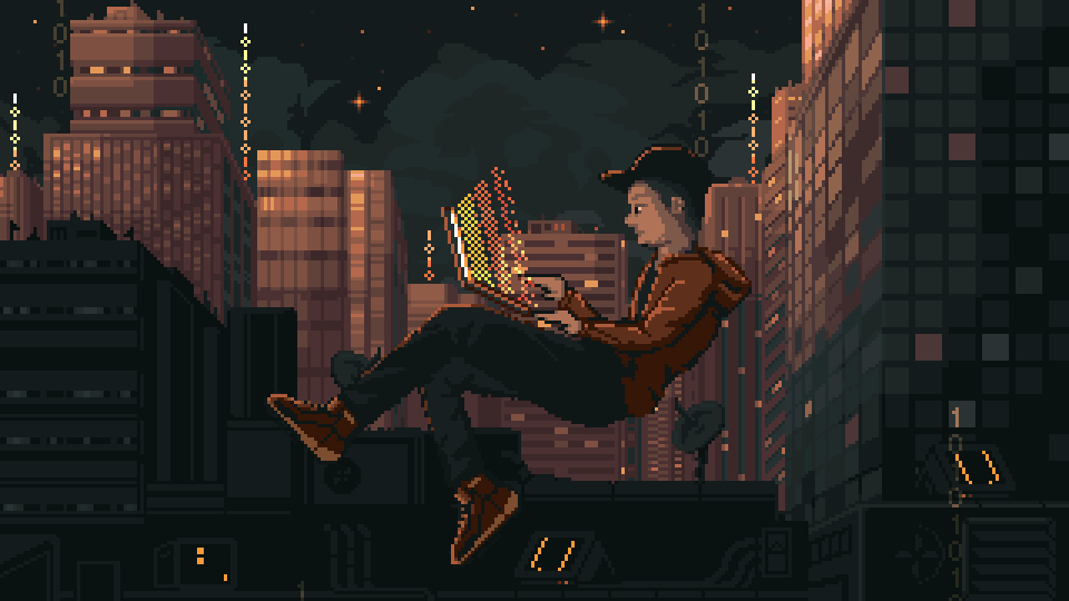 Cyber scene at night